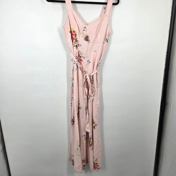 Anthropologie Pants - Anthropologie Akemi Kin 0 Adia Pink Floral Linen Blend wide Leg Jumpsuit Girly